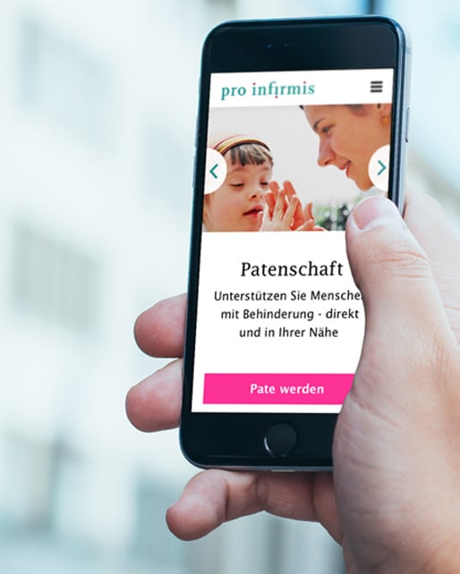 View of mobile with Pro Infirmis sponsorship page