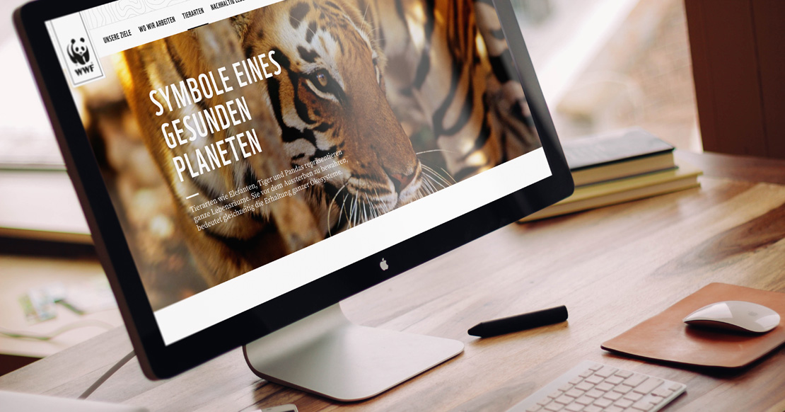 WWF homepage screenshot with tiger subject