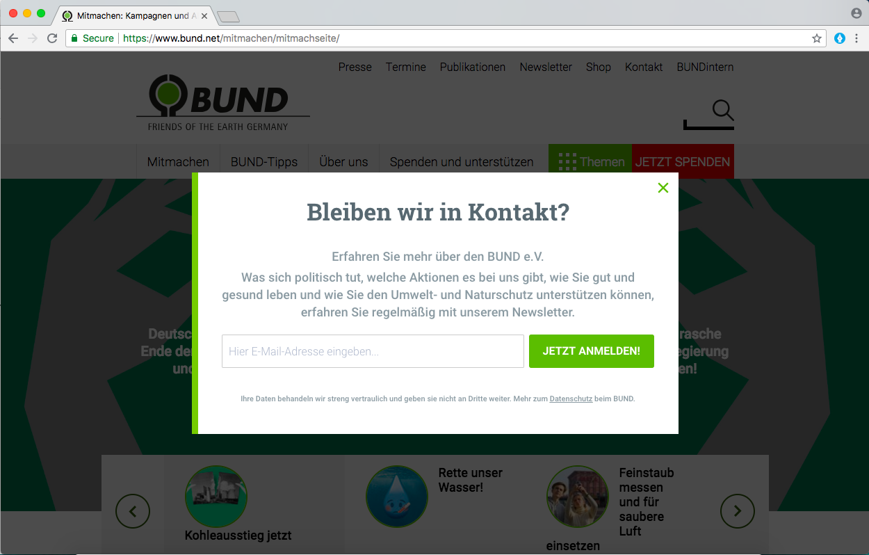 Screenshot - BUND opt-in generator