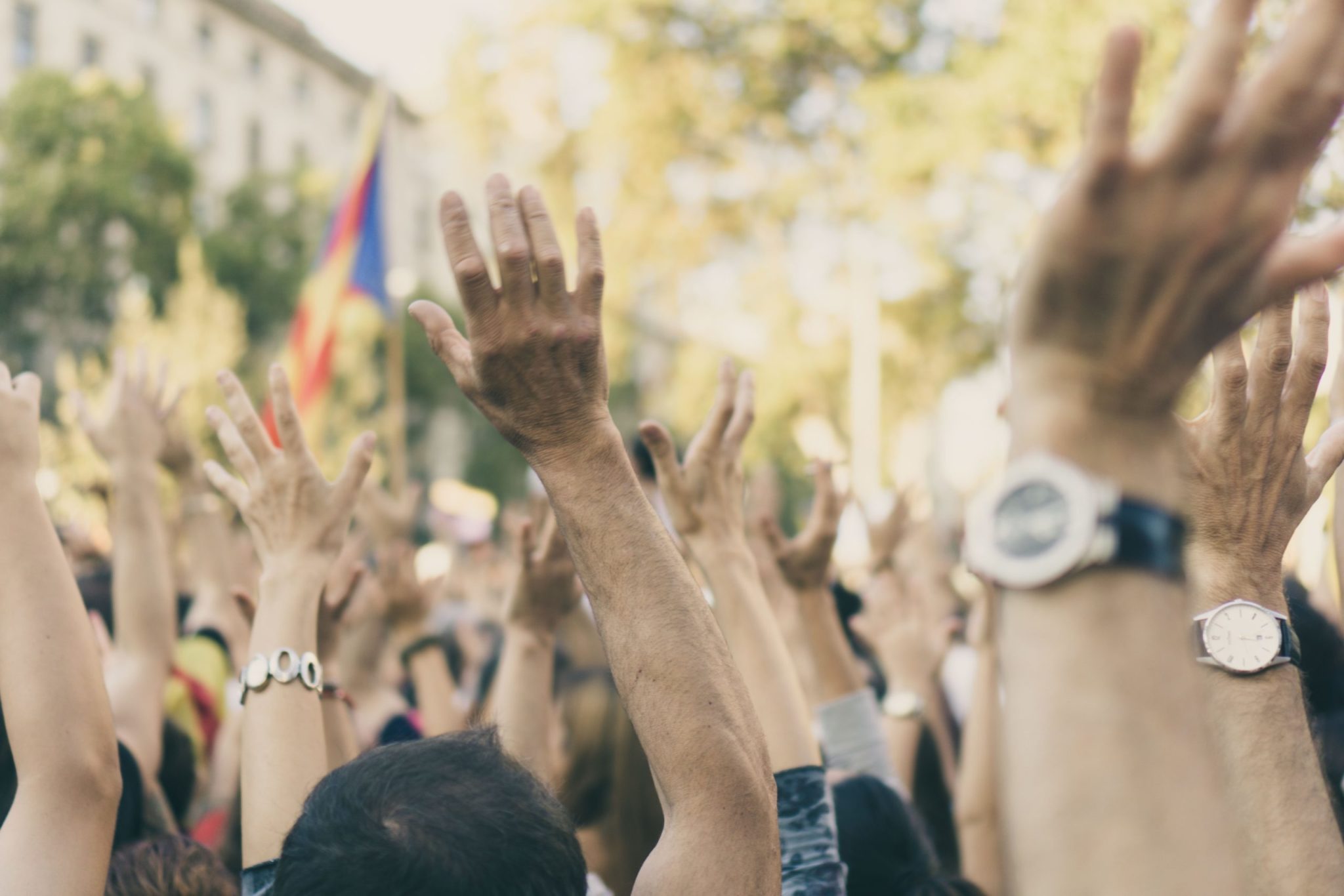 Hands of a crowd of people