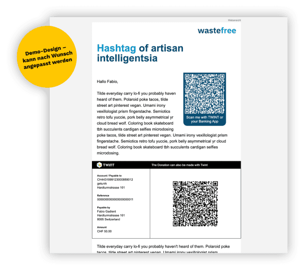 Bild einer Demo-Version eines möglichen TWINT-QR-Codes von RaiseNow
